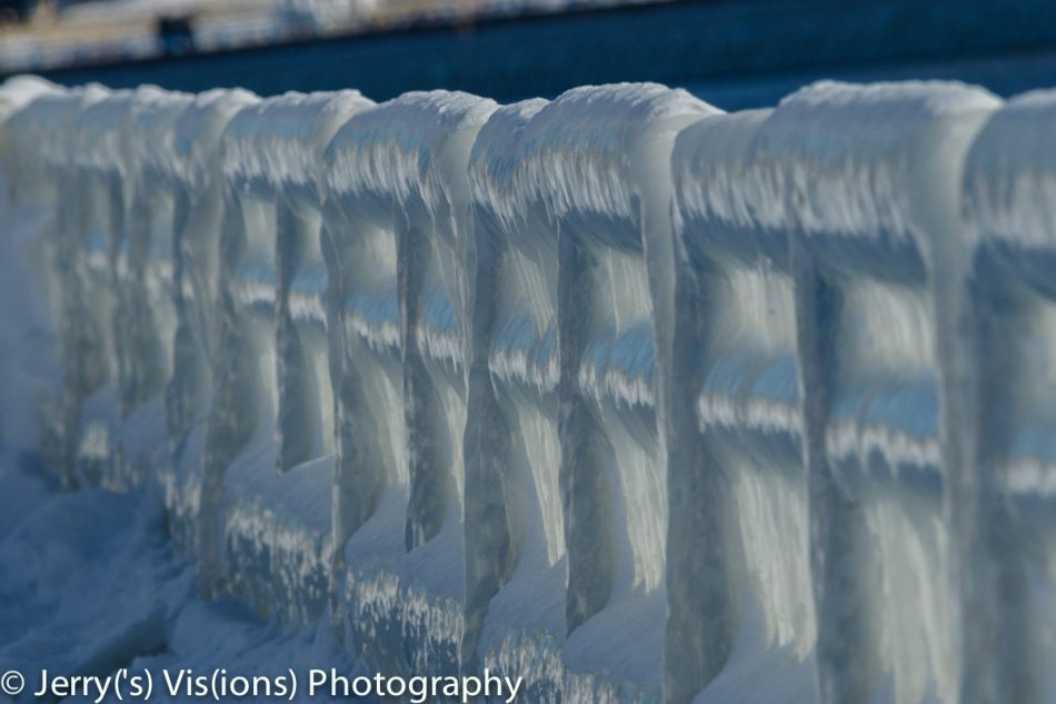 Ice covered railing